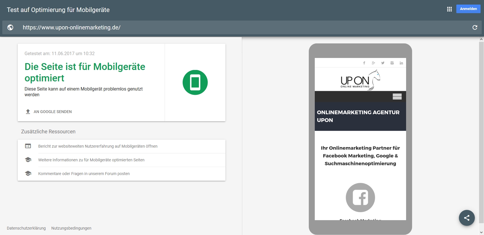Google mobiler Test